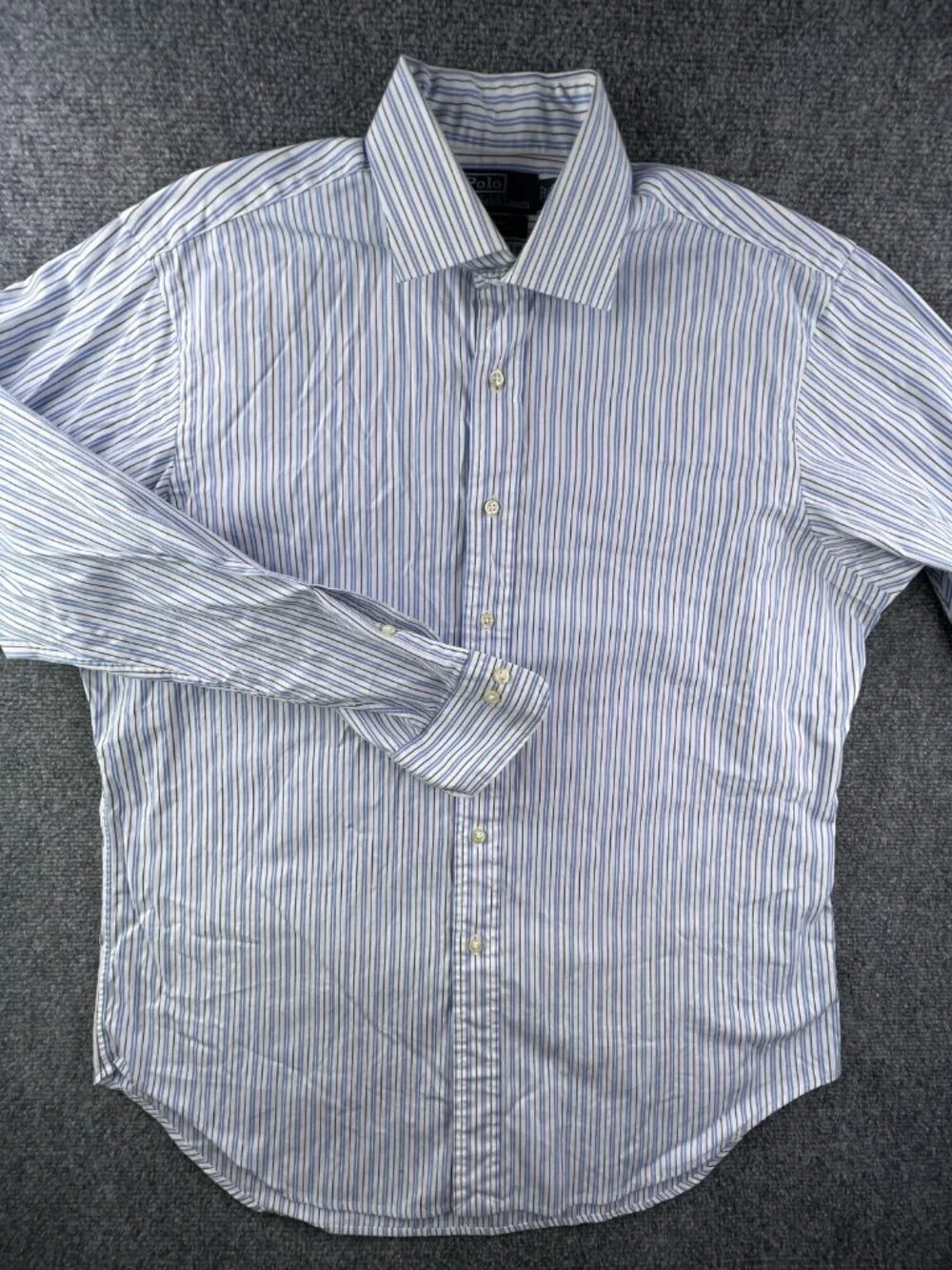 Polo Ralph Lauren Button Up Regent Classic Fit Striped Blue White 16.5 34/35